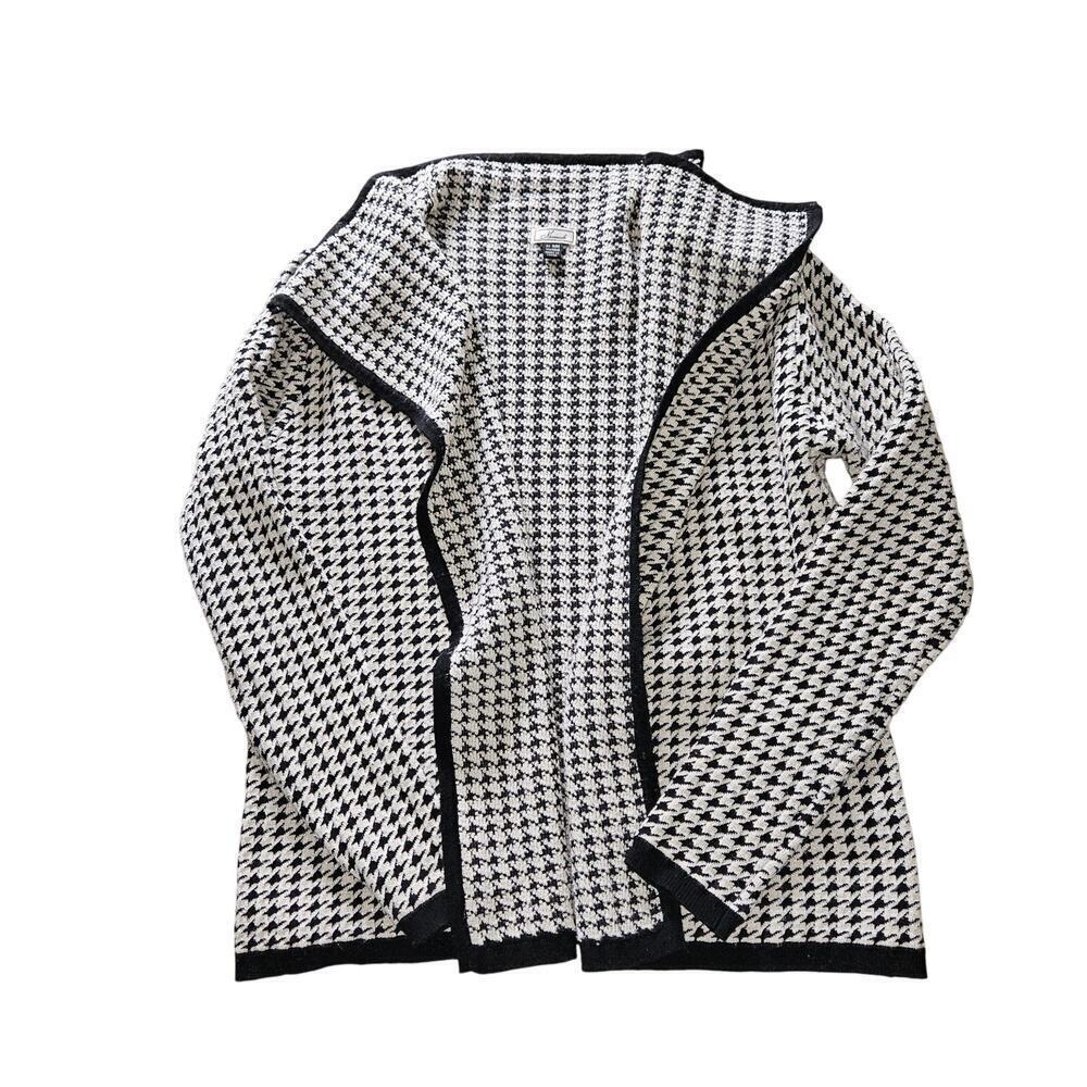 Houndstooth Open Front Long Sleeve Cardigan. Size Small. - Picture 3 of 6